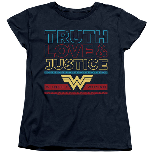 Wonder Woman 1984 Truth Love Justice Stacked Womens T-Shirt