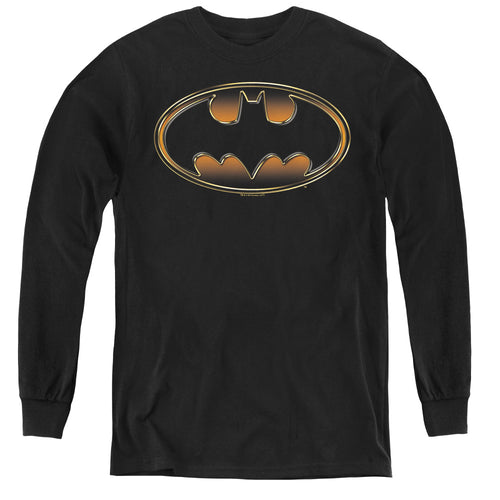 Batman Black & Gold Embossed Youth Long Sleeve T-Shirt