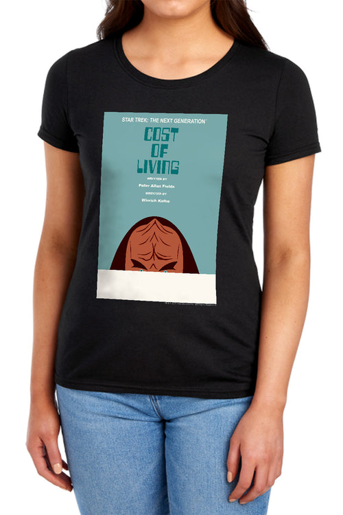 Star Trek Cost of Living Black Womens T-Shirt