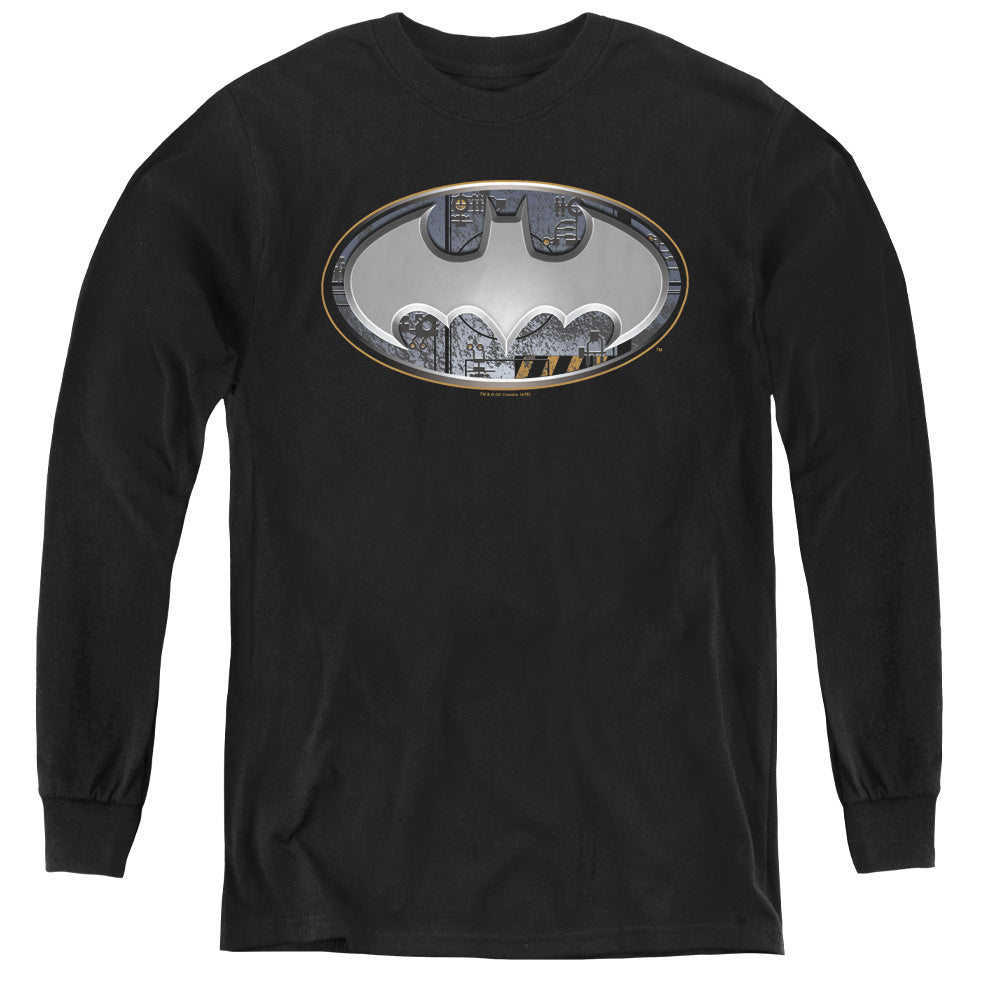 Batman Steel Wall Shield Youth Long Sleeve T-Shirt