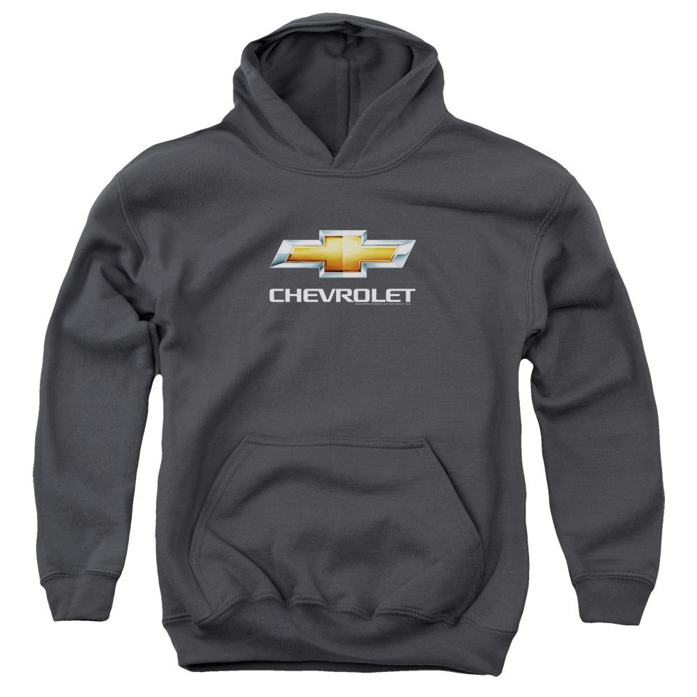 Chevy Bowtie Stacked Charcoal Youth Hoodie