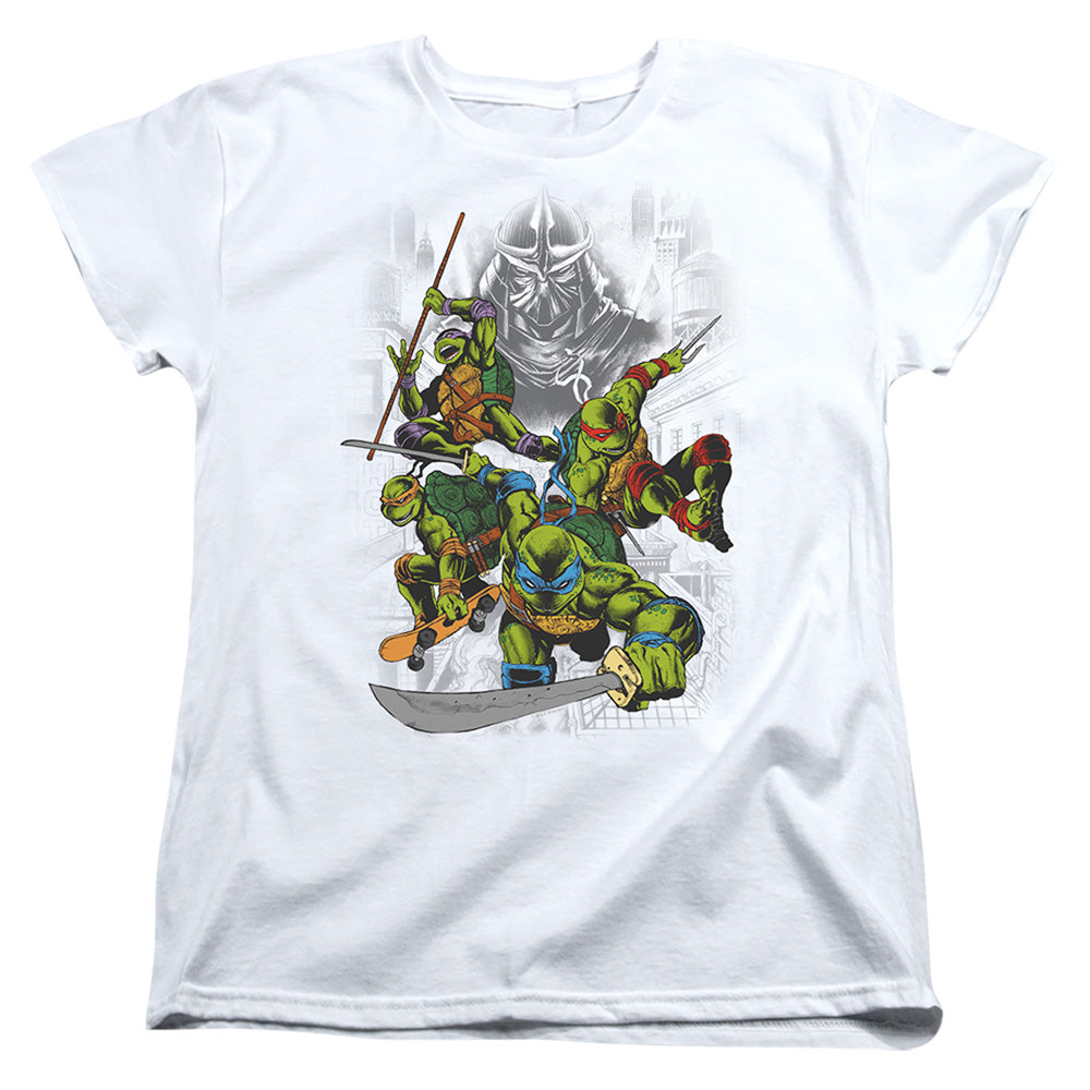 Teenage Mutant Ninja Turtles Shredder and Turtles Comic Womens T-Shirt