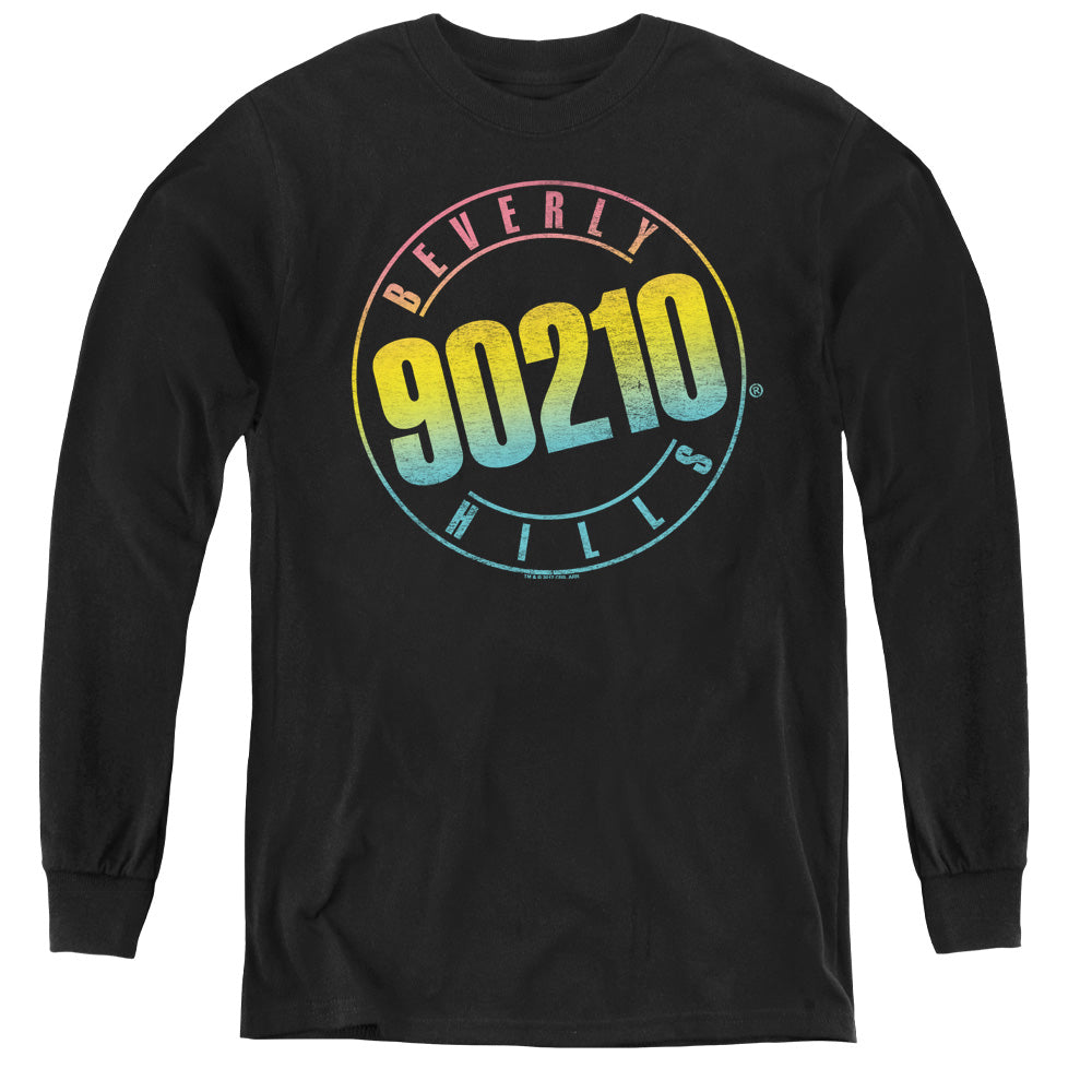 Beverly Hills 90210 Color Blend Logo Black Youth Long Sleeve T-Shirt