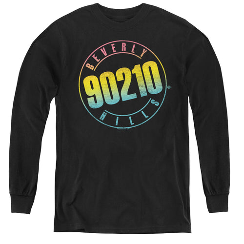 Beverly Hills 90210 Color Blend Logo Black Youth Long Sleeve T-Shirt