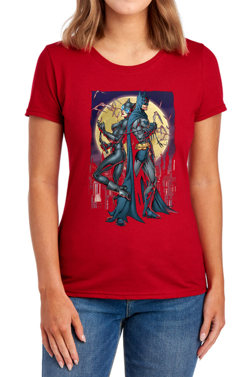 Batman Paint The Town Red Womens T-Shirt
