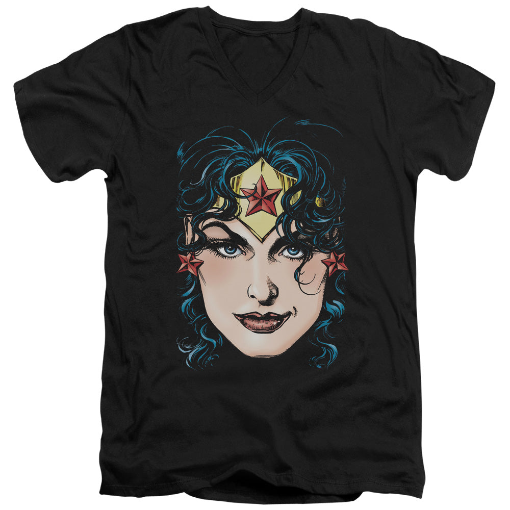 Justice League Wonder Woman Head V-Neck T-Shirt