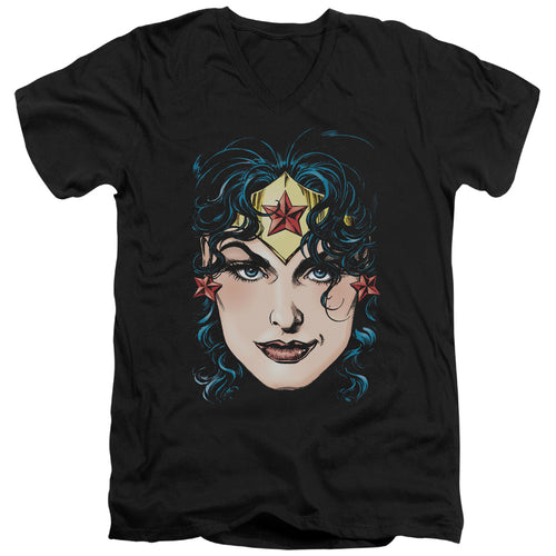 Justice League Wonder Woman Head V-Neck T-Shirt