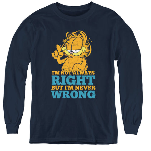 Garfield Never Wrong Youth Long Sleeve T-Shirt