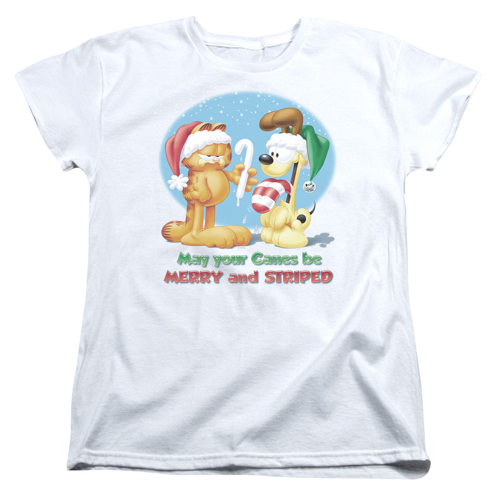 Garfield Merry And Striped Womens T-Shirt