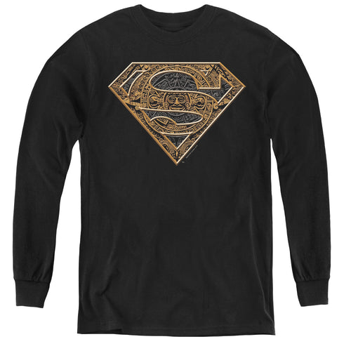 Superman Aztec Shield Youth Long Sleeve T-Shirt