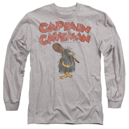 Captain Caveman Distressed Logo Long Sleeve T-Shirt