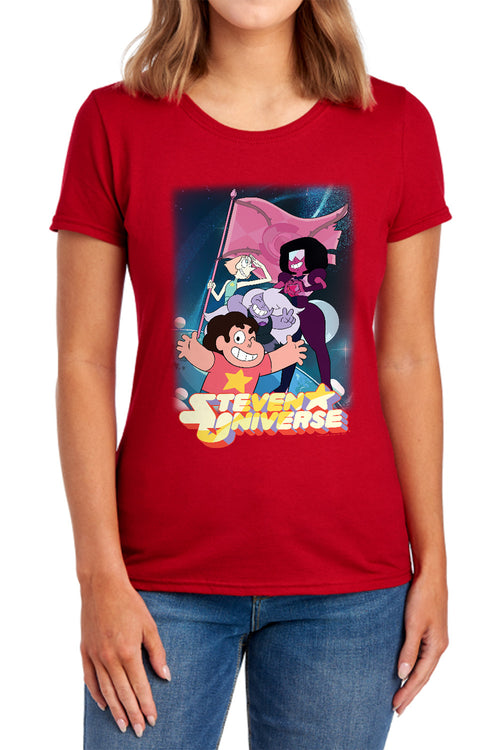 Steven Universe Crystal Gem Flag Womens T-Shirt