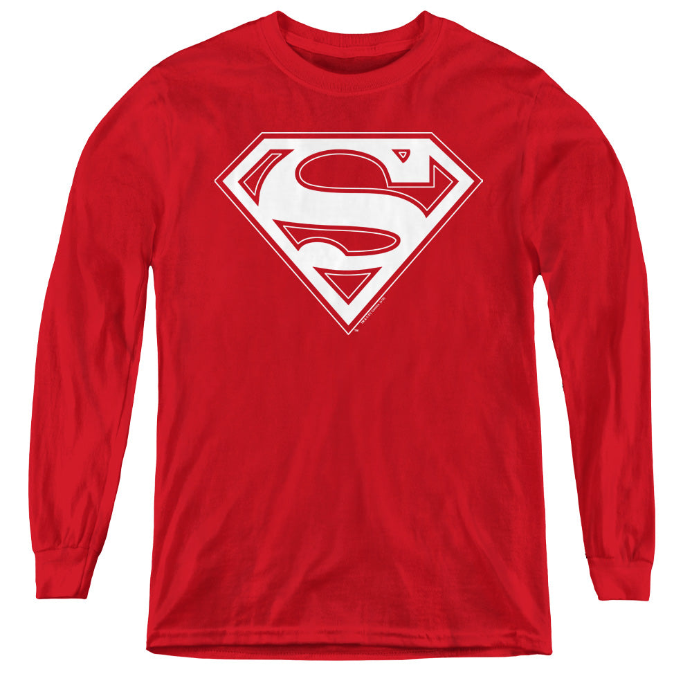 Superman Red & Gold Shield Red Youth Long Sleeve T-Shirt
