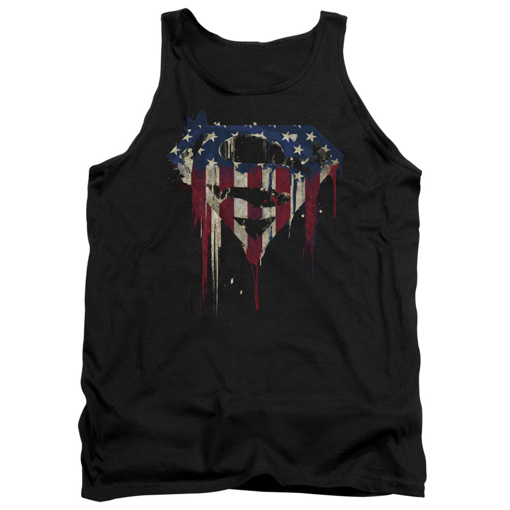Superman Bleeding Shield Black Tank Top