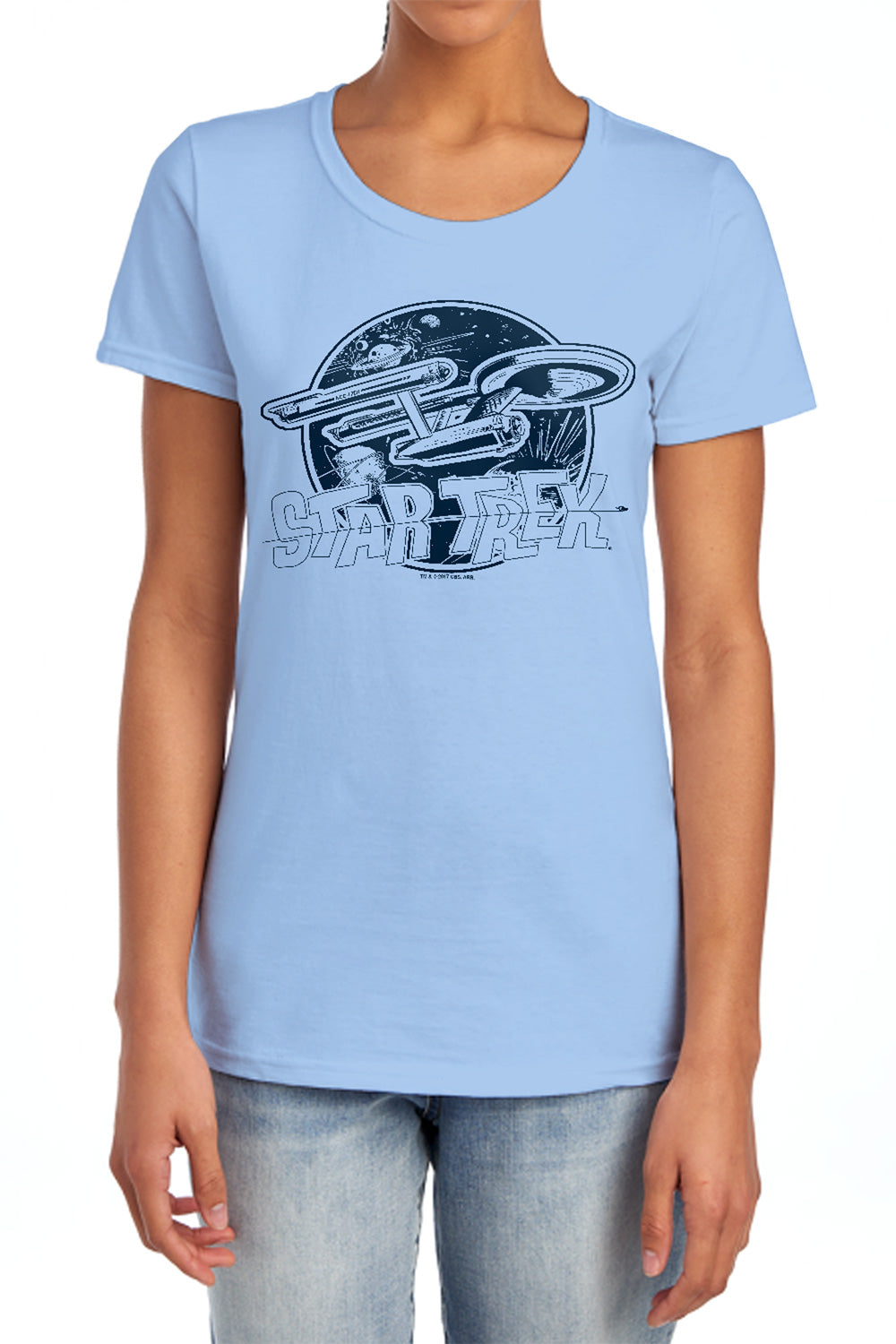 Star Trek Retro Enterprise Blue Womens T-Shirt