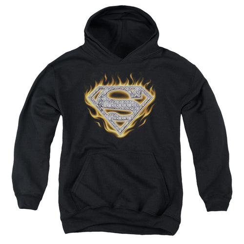 Superman Steel Fire Shield Youth Hoodie