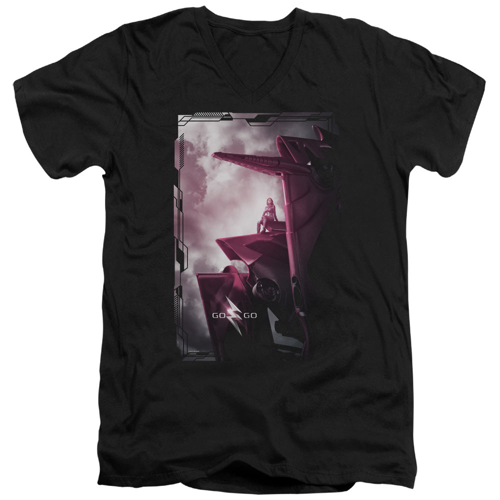 Mighty Morphin Power Rangers: The Movie Pink Zord Poster V-Neck T-Shirt