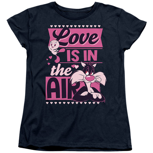 Looney Tunes Valentine'S Day Tweety Sylvester Love In The Air Womens T-Shirt