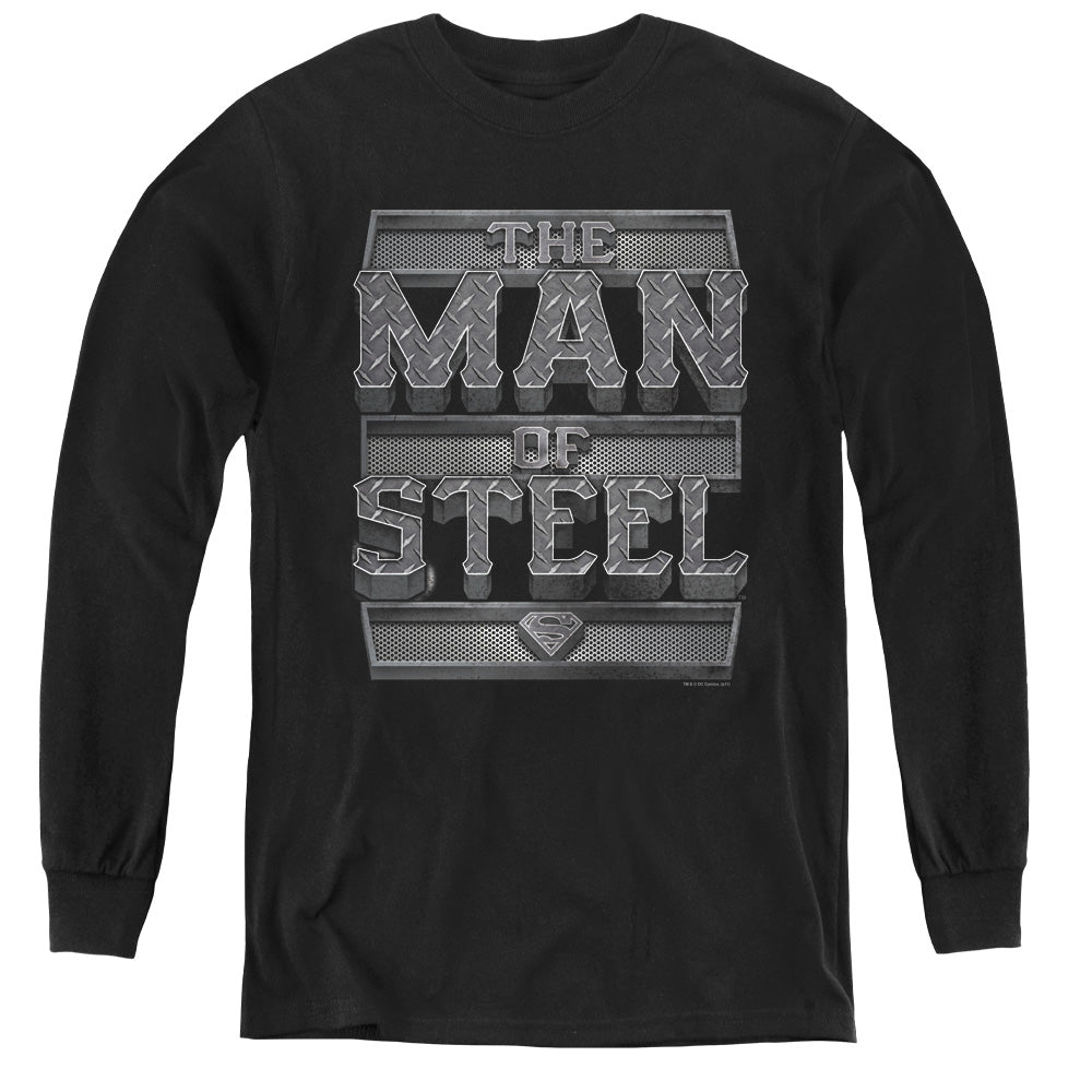 Superman Steel Text Youth Long Sleeve T-Shirt