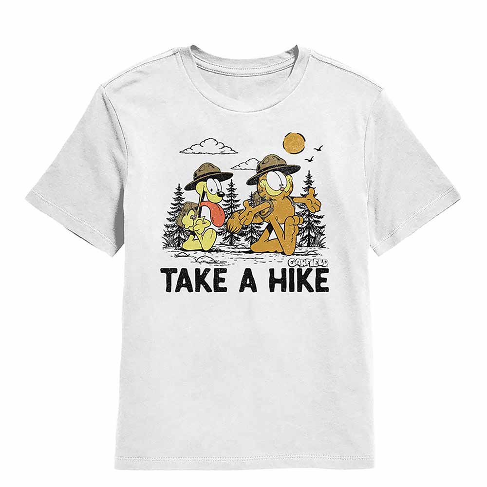 Take a Hike Garfield youth t-shirt in white
