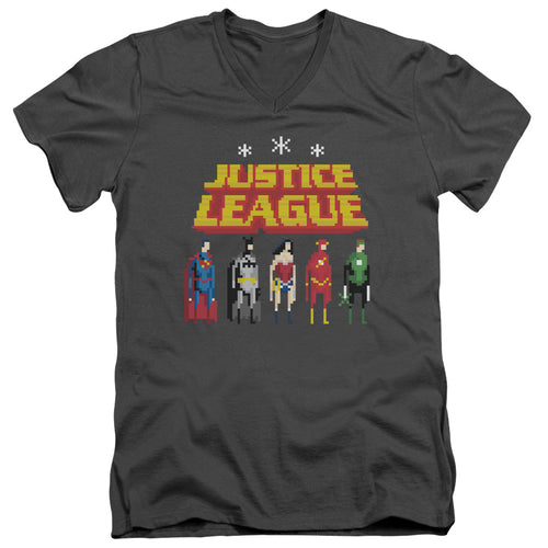 Justice League Standing Below V-Neck T-Shirt