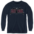 The Batman Vintage Bat Logo on Navy Youth Long Sleeve T-Shirt
