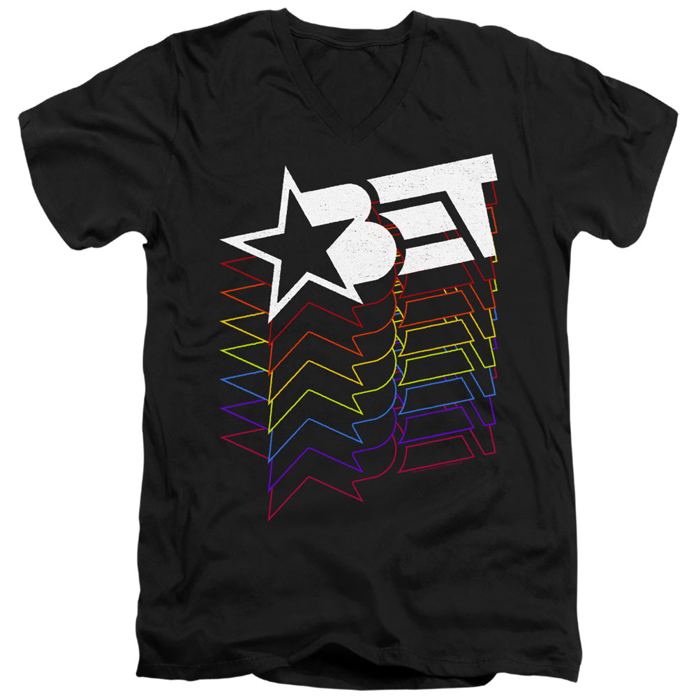 BET Cascading Rainbow Logo V-Neck T-Shirt