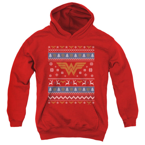 Wonder Woman Ugly Christmas Logo Youth Hoodie