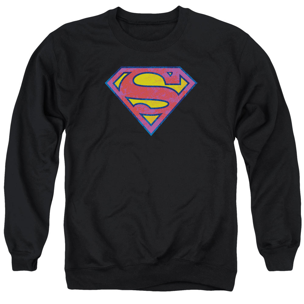 Superman Sm Neon Distress Logo Crewneck Sweatshirt