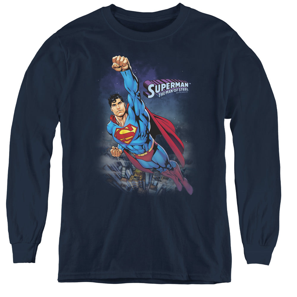 Superman Twilight Flight Youth Long Sleeve T-Shirt