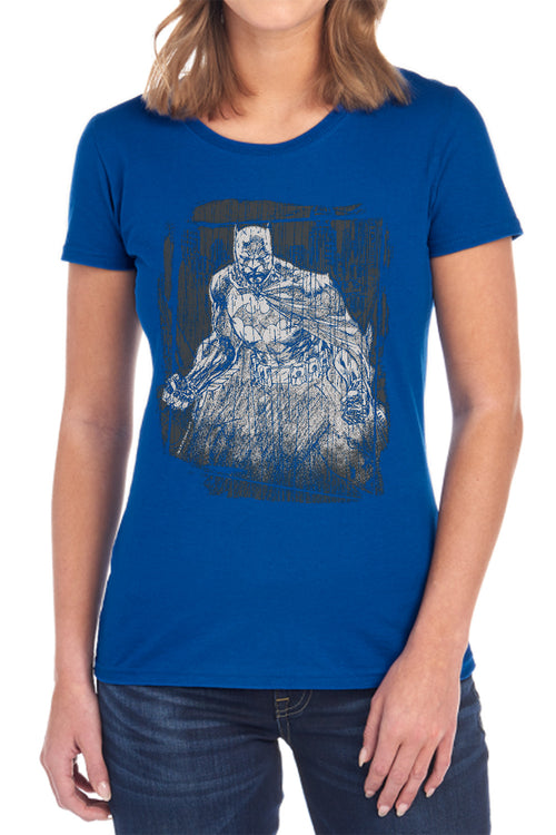 Batman Pencilled Rain Womens T-Shirt