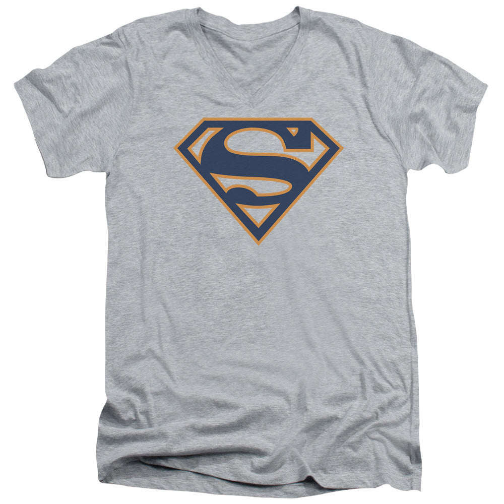Superman Navy & Orange Shield Athletic Heather V-Neck T-Shirt