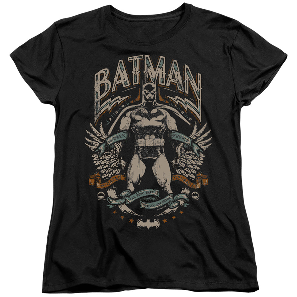 The Batman Gotham Hero on Black Womens T-Shirt
