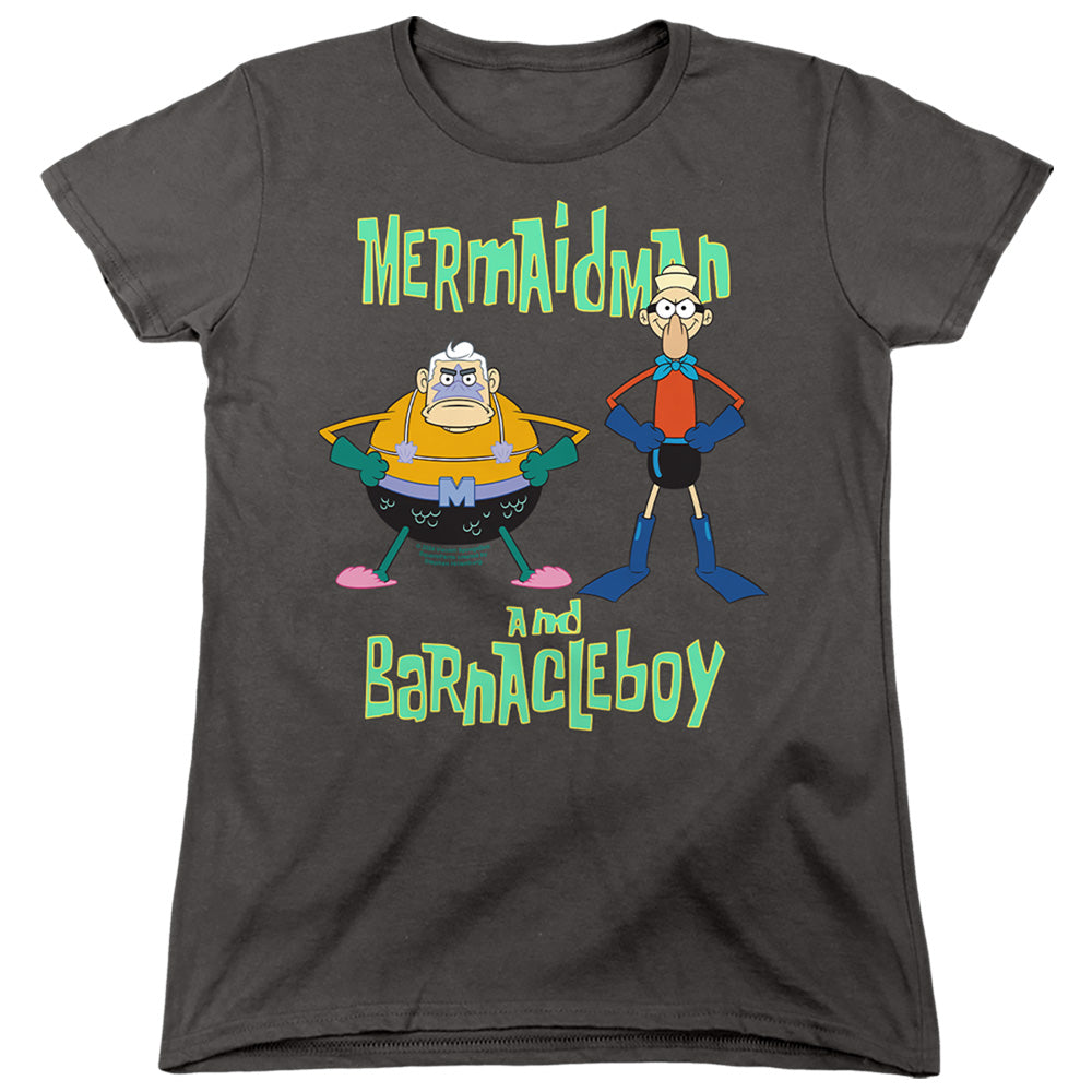 Spongebob Squarepants Mermaid Man and Barnacle Boy Womens T-Shirt