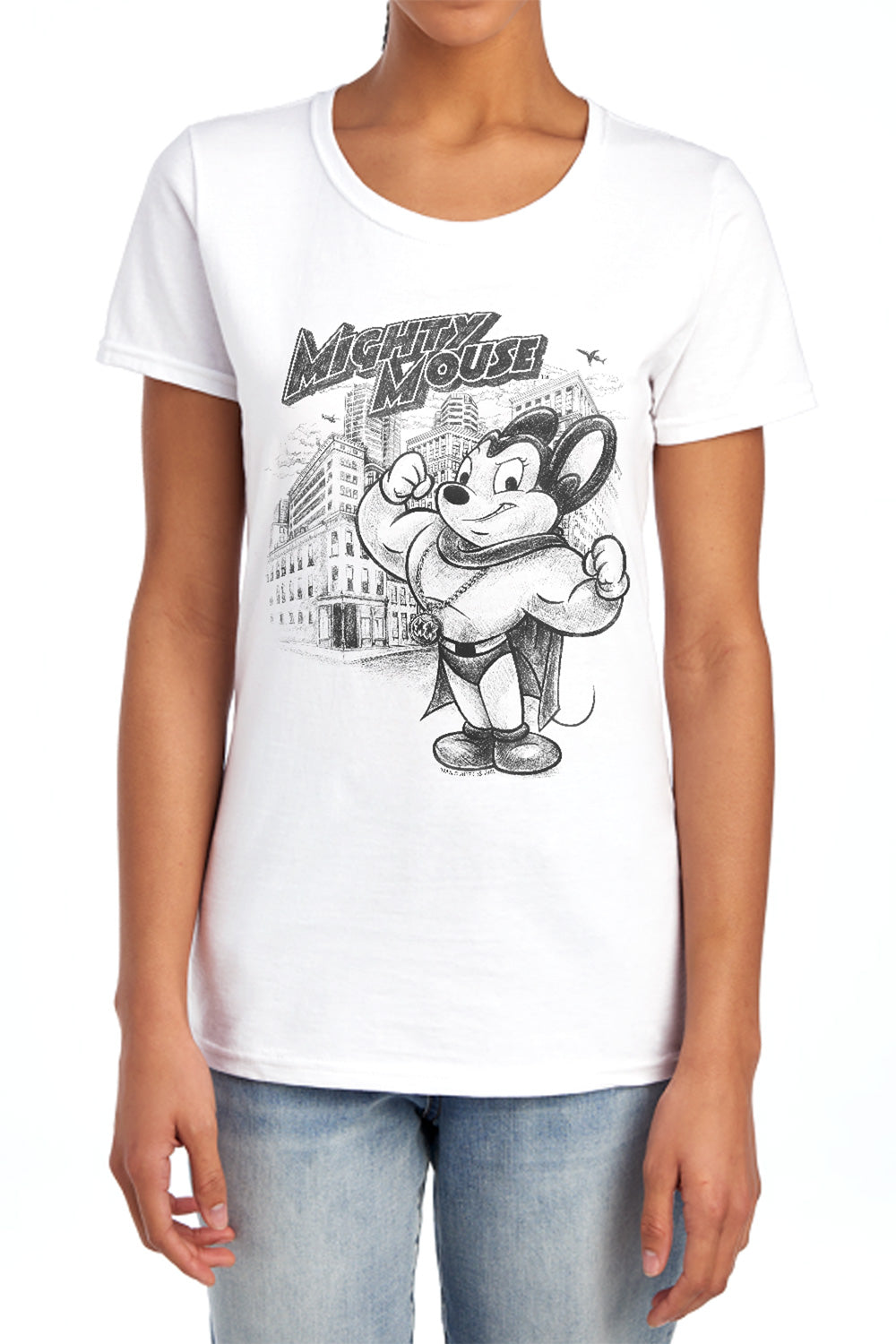 Mighty Mouse Protect and Serve Womens T-Shirt