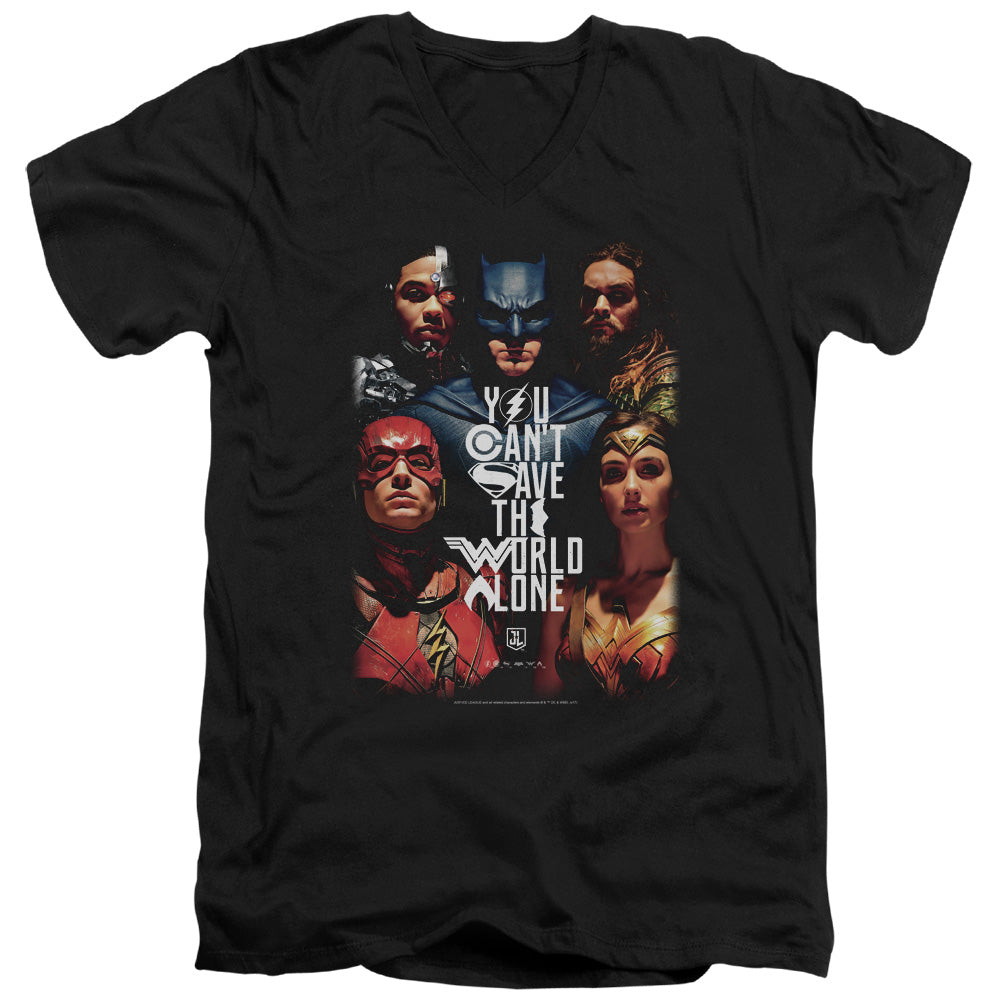 Justice League Save The World Poster V-Neck T-Shirt