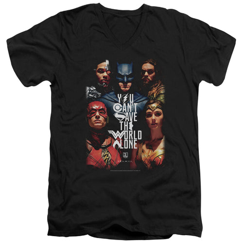 Justice League Save The World Poster V-Neck T-Shirt