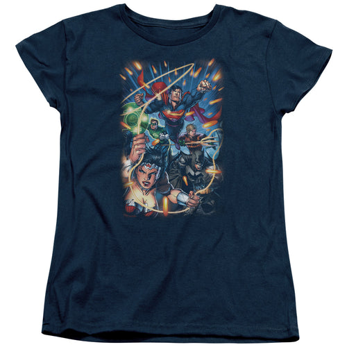 Justice League Under Attack Womens T-Shirt