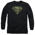 Superman Camo Logo Black Long Sleeve T-Shirt