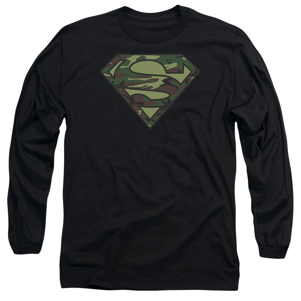 Superman Camo Logo Black Long Sleeve T-Shirt
