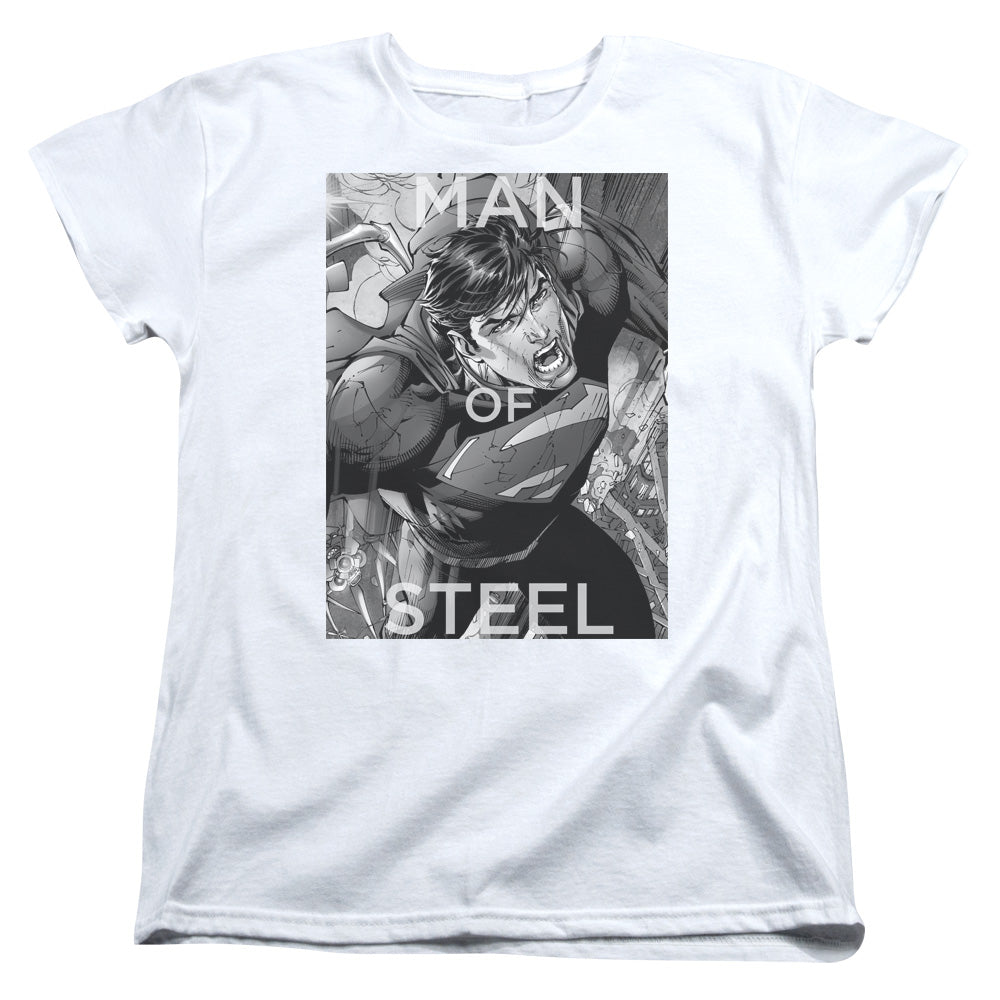 Superman Flight of Steel White Womens T-Shirt