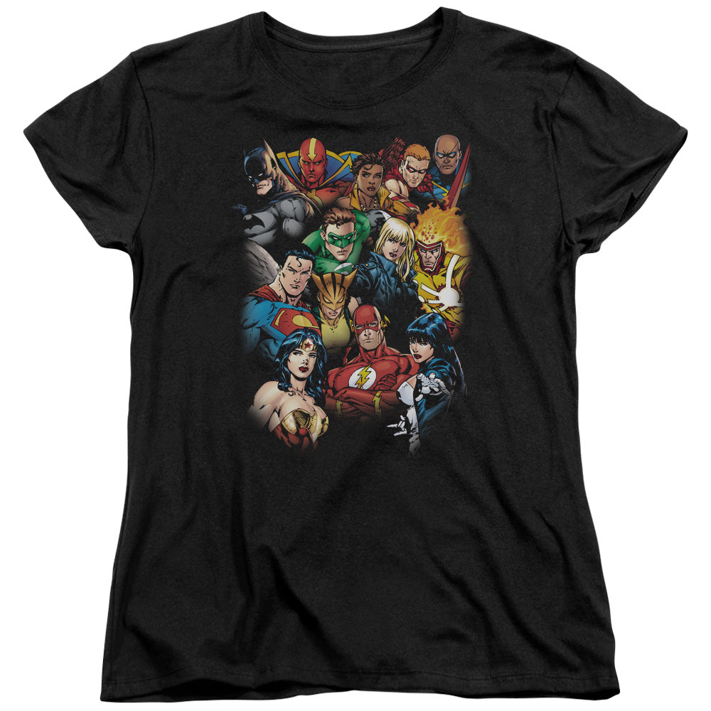 Justice League The Leagues All Here Womens T-Shirt
