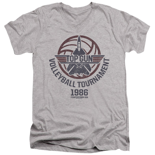 Top Gun Volleyball Tournament Grey V-Neck T-Shirt