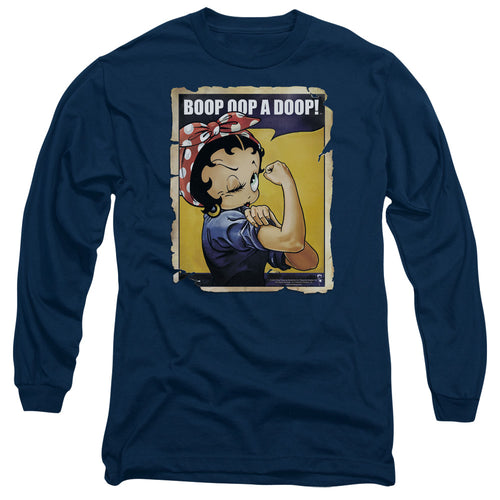 Betty Boop Power Navy Long Sleeve T-Shirt