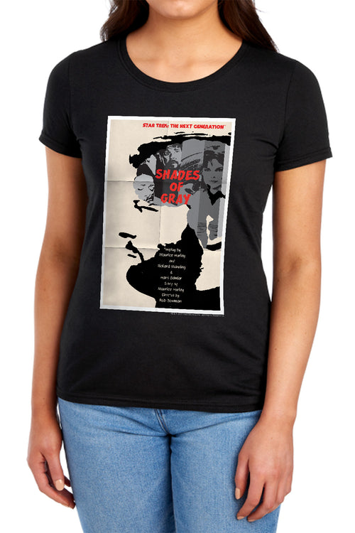 Star Trek Shades of Gray Black Womens T-Shirt
