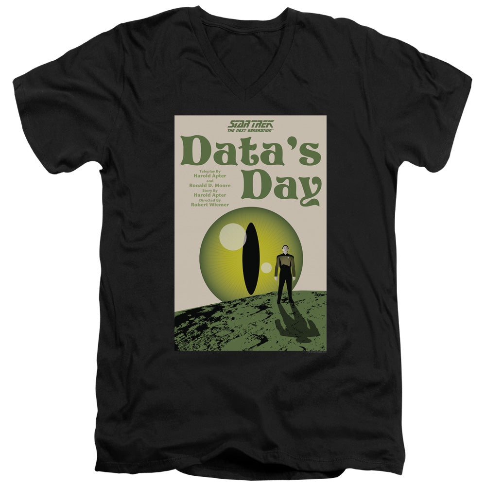 Star Trek Data's Day Black V-Neck T-Shirt