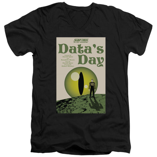 Star Trek Data's Day Black V-Neck T-Shirt