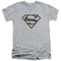 Superman Maize & Blue Shield Athletic Heather V-Neck T-Shirt