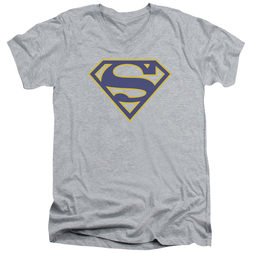 Superman Maize & Blue Shield Athletic Heather V-Neck T-Shirt