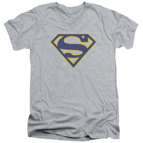 Superman Maize & Blue Shield Athletic Heather V-Neck T-Shirt